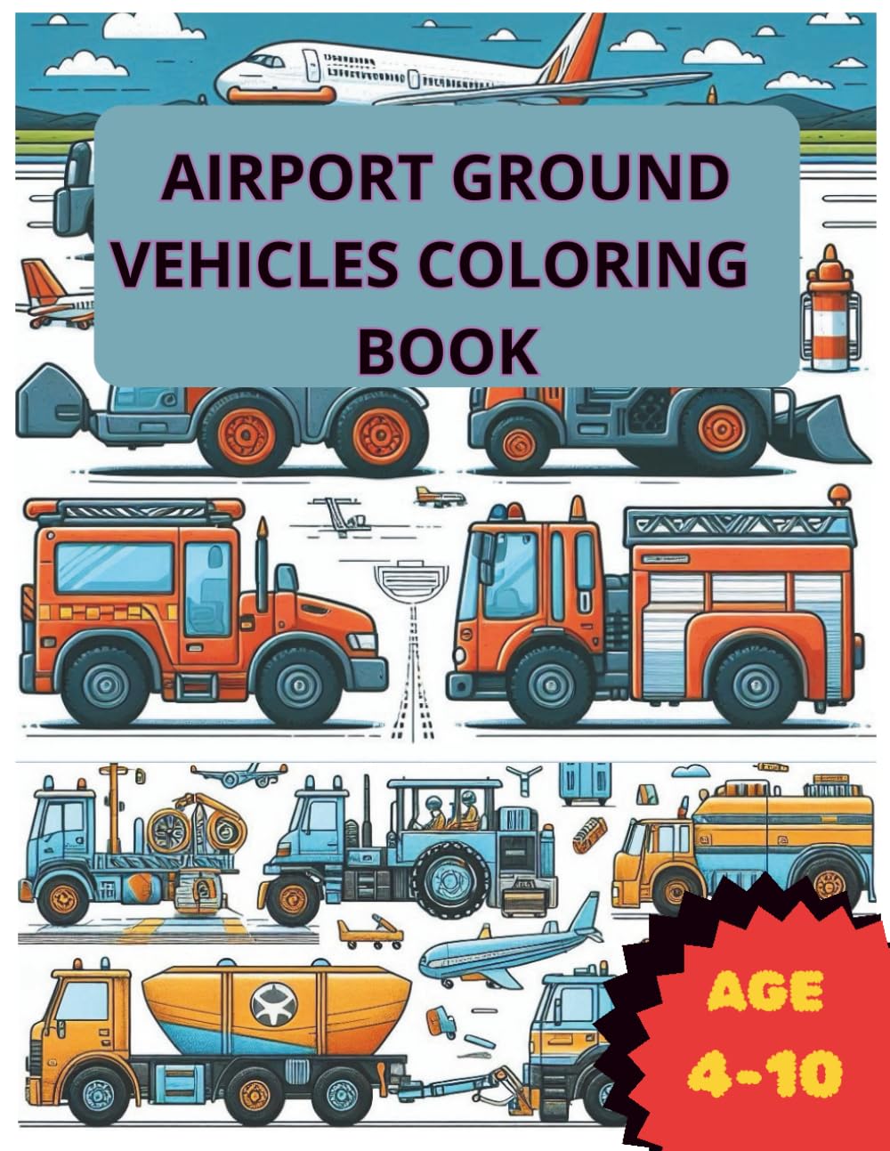 Airport Ground Vehicles Coloring Book: 40 Runway & Airfield Service Machines to Color