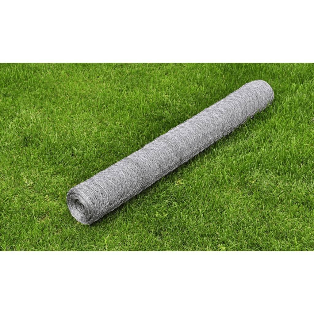 Valla de alambre para gallinas, acero galvanizado, 25 x 1 m, malla de alambre resistente para aves de corral, aviario, protección de jardín, resistente a la intemperie