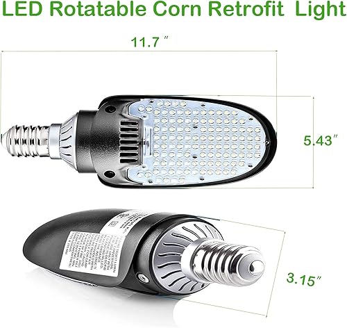 Miniatura 7 de Lámpara LED de maíz retrofit Shoebox, 54W LED Retrofi Kit E39 Base giratoria Mogul 5000K 7560LM, bombilla LED de paleta DLC aprobada por UL