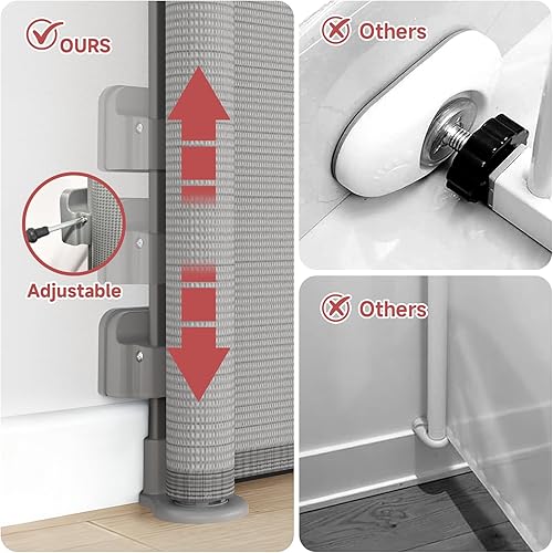 Miniatura 5 de Puerta retráctil reforzada para bebé, extra 38 pulgadas de alto, se extiende hasta 63 pulgadas de ancho, puerta de malla de instalación para