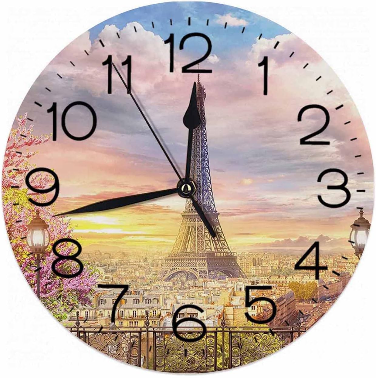 NumlandRound Wall Clock Silent Tick Wall Clock Battery