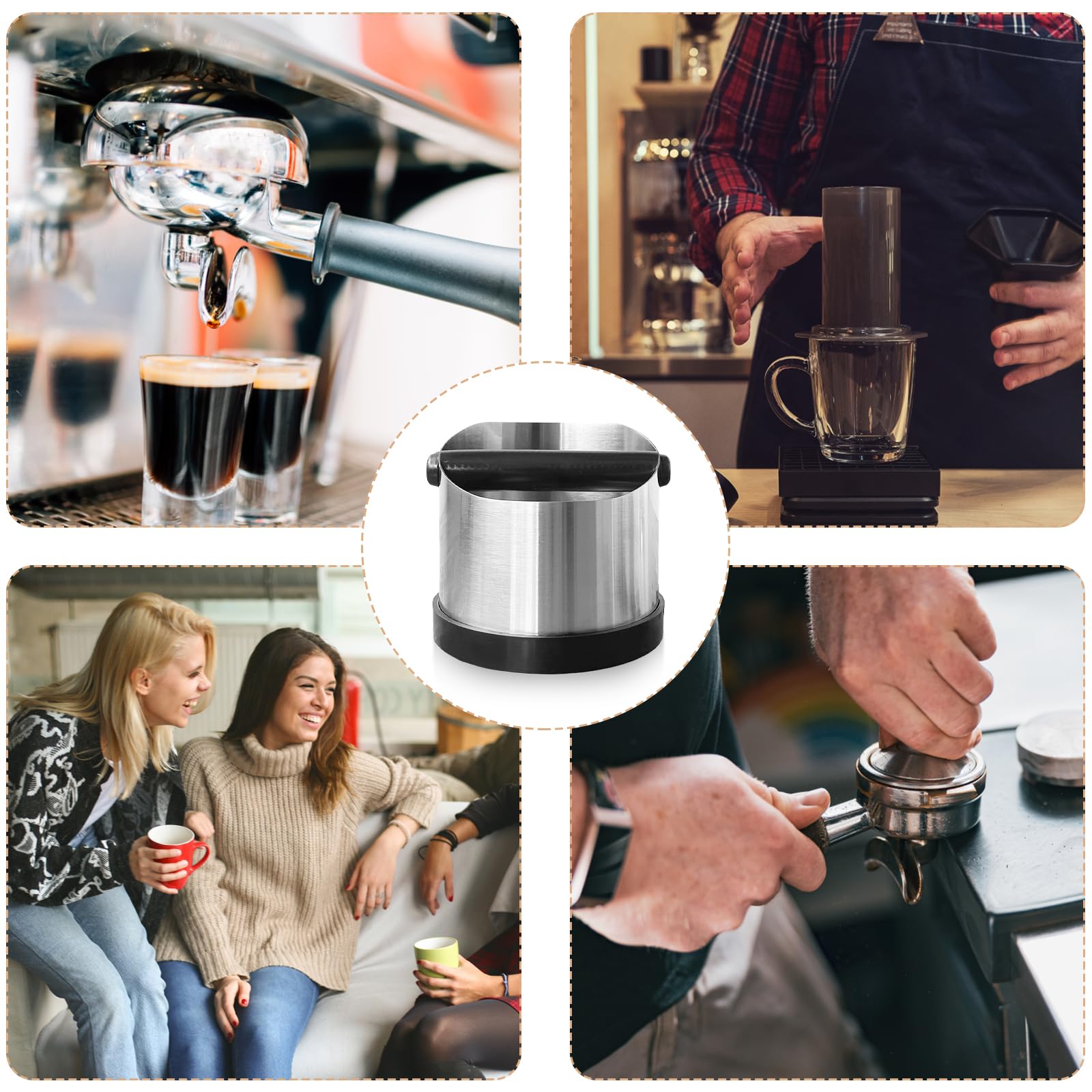 Recipiente para tamiz portafiltros, caja de acero inoxidable, recipiente para posos de café, portafiltros para posos de café, recipiente para portafiltros, accesorios para máquina portafiltros (700 ml