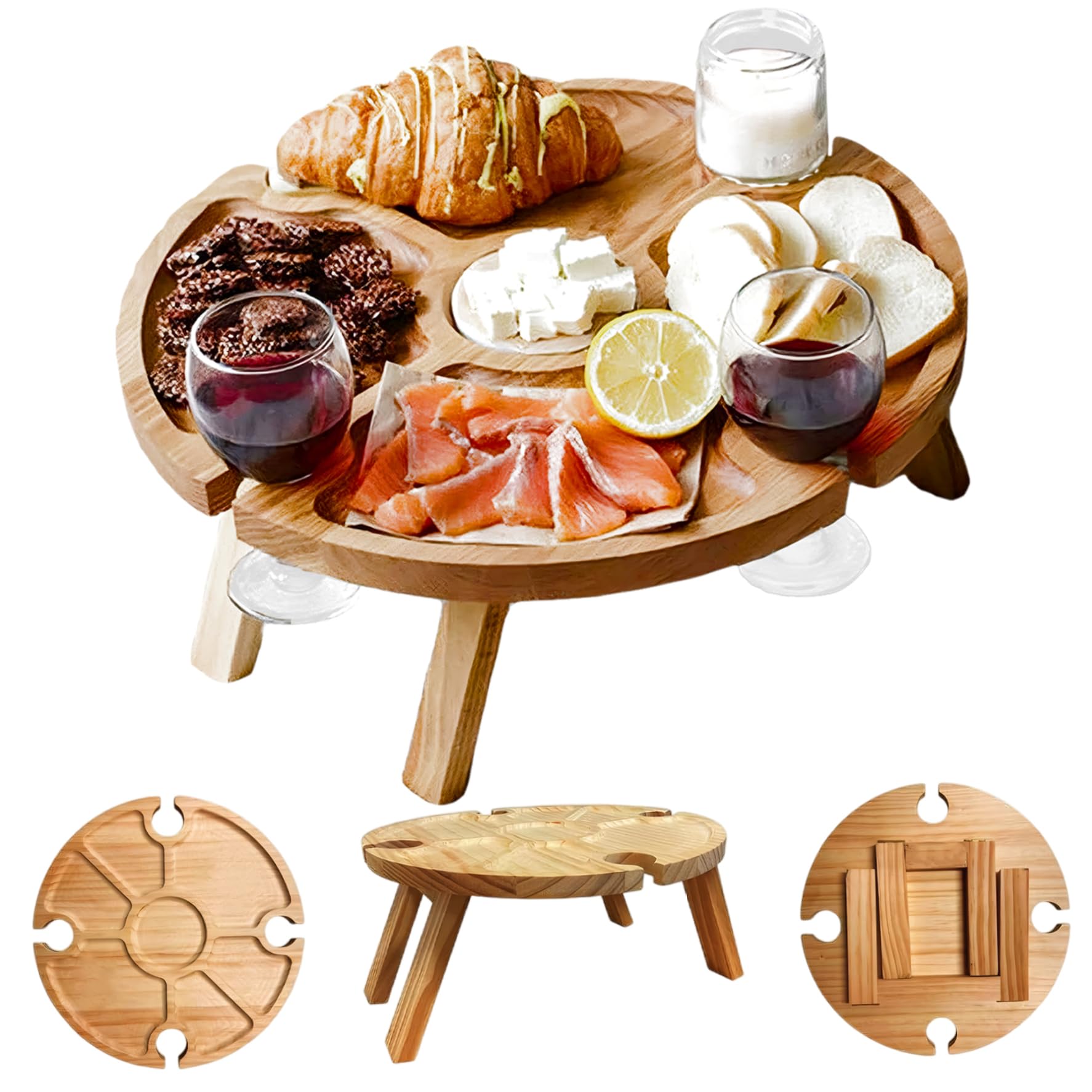 Table de pique-nique pliante en bois pour apéritif réussi en randonnée