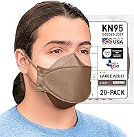 Vista 9 de BNX - Paquete de 20 mascarillas KN95, mascarilla desechable de partículas KN95 fabricada en Estados Unidos, estilo tri-fold cup/fish