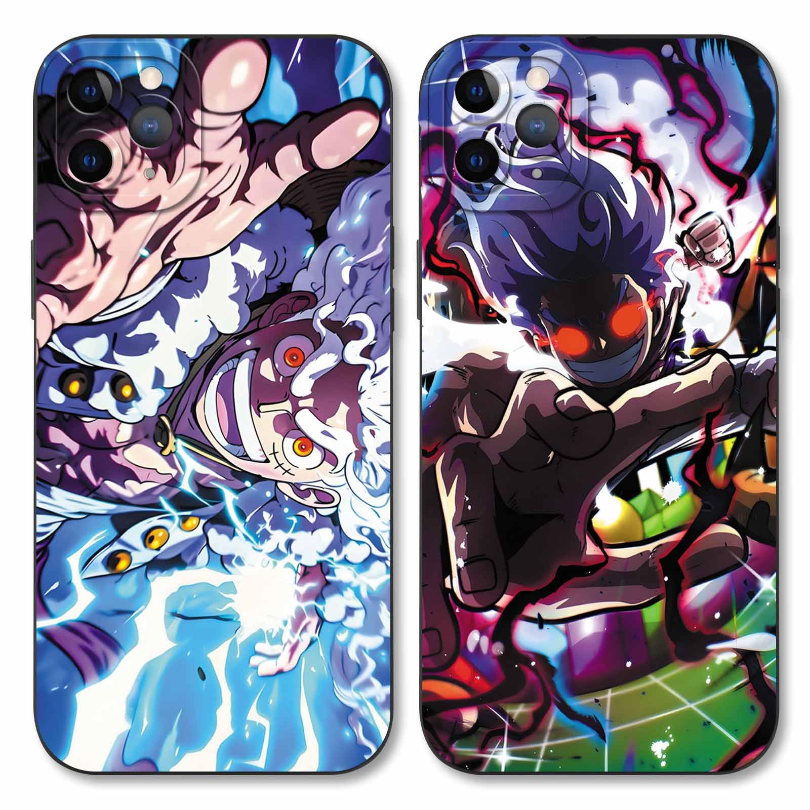Handyhülle 2 Stück für iPhone 16 pro Hülle 6.3'' Anime Gear 5 Luffy Nika Manga Mode Muster Design Case Kameraschutz Schutzhülle Stoßfest TPU Silikon Weich Ultra Dünn Cover
