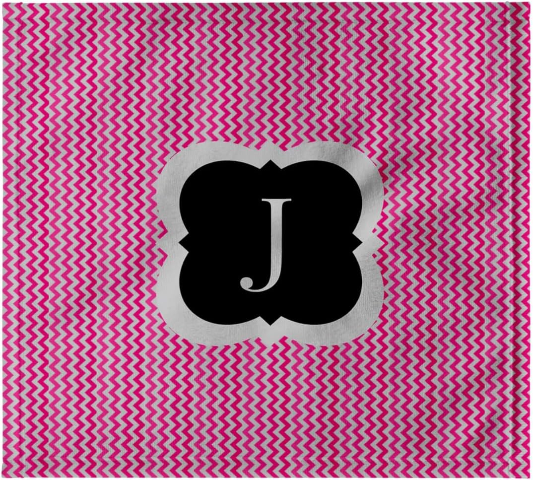 3dRose Pink and Grey Chevron Monogram Initial J 22x30 Bath Hand Pool Towel