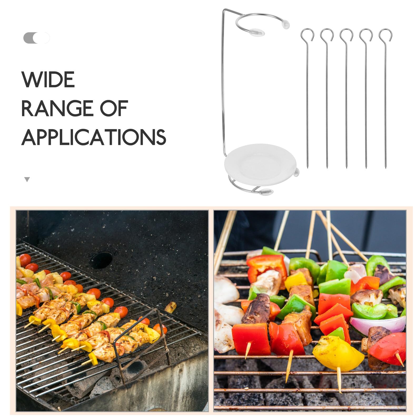 Supporto Accessorio per Spiedini alla Carbonella in Acciaio Inossidabile per Spiedini Barbecue Facile da Pulire e Trasportare, Set per Grigliate All'aperto e Picnic