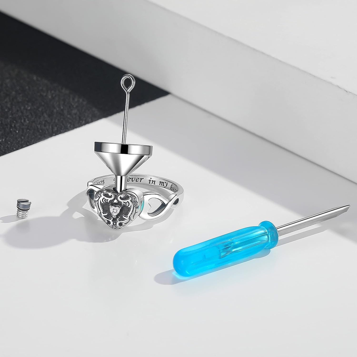 Sterling Silver Forever in My Heart Cremation Jewelry Urn Rings Hold Loved Ones Ashes - Tree of Life Urn Finger Rings Memorial Ashes Keepsake Jewelry Gifts for Women Men - Image 5