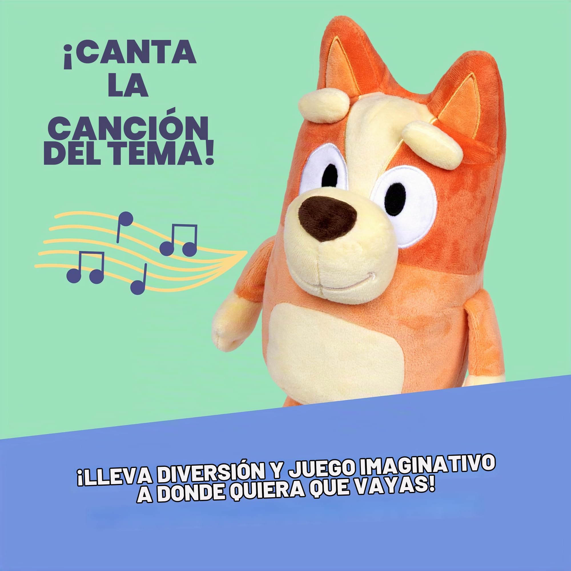 Bluey - Peluche de Bingo parlante de 12 Pulgadas - Interactivo - Canta Junto con el Bingo, 9 Frases Diferentes, Multicolor, 17137