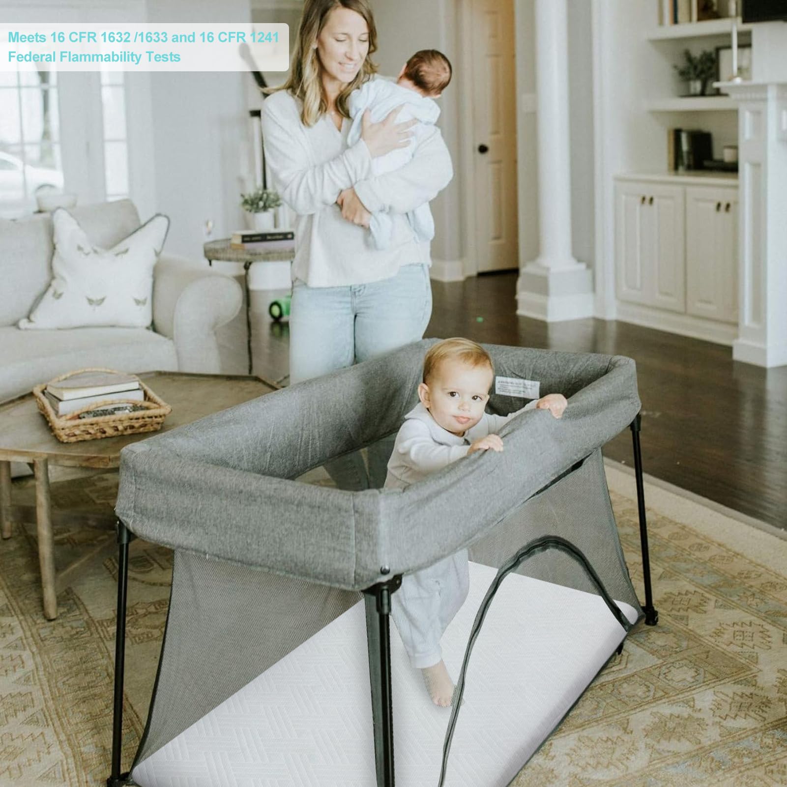 Pack and Play Mattress (38"x26"x1") With Soft Washable Cover,Premium