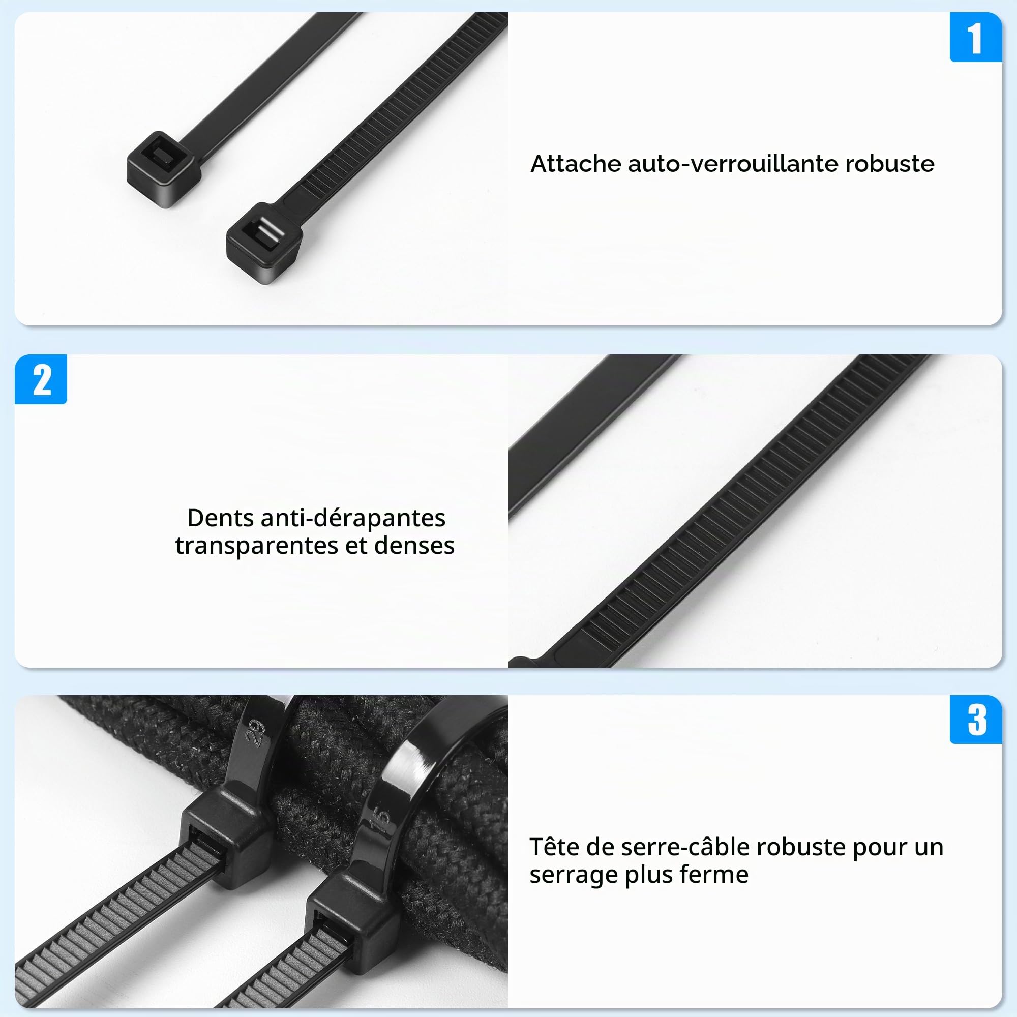 1000 Pièces Collier de Serrage 200 x 4,8 mm, Serflex Noir Resistant à La Traction De 23kg, Professionnelles Attache Câble Durable Résistant au UV Bien Fait Pour Gérer les Câbles, Jardinage, Atelier