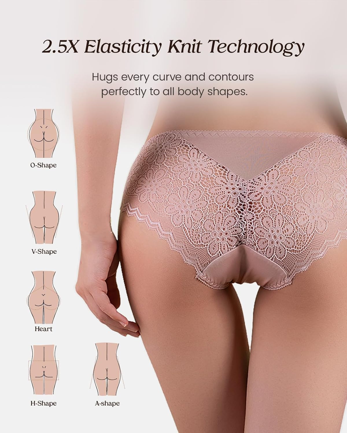 100% Mulberry Silk Underwear, Women's Silk Lace Hipster, Ultra Breathable Sexy Bikini Panties for Women - Image 2