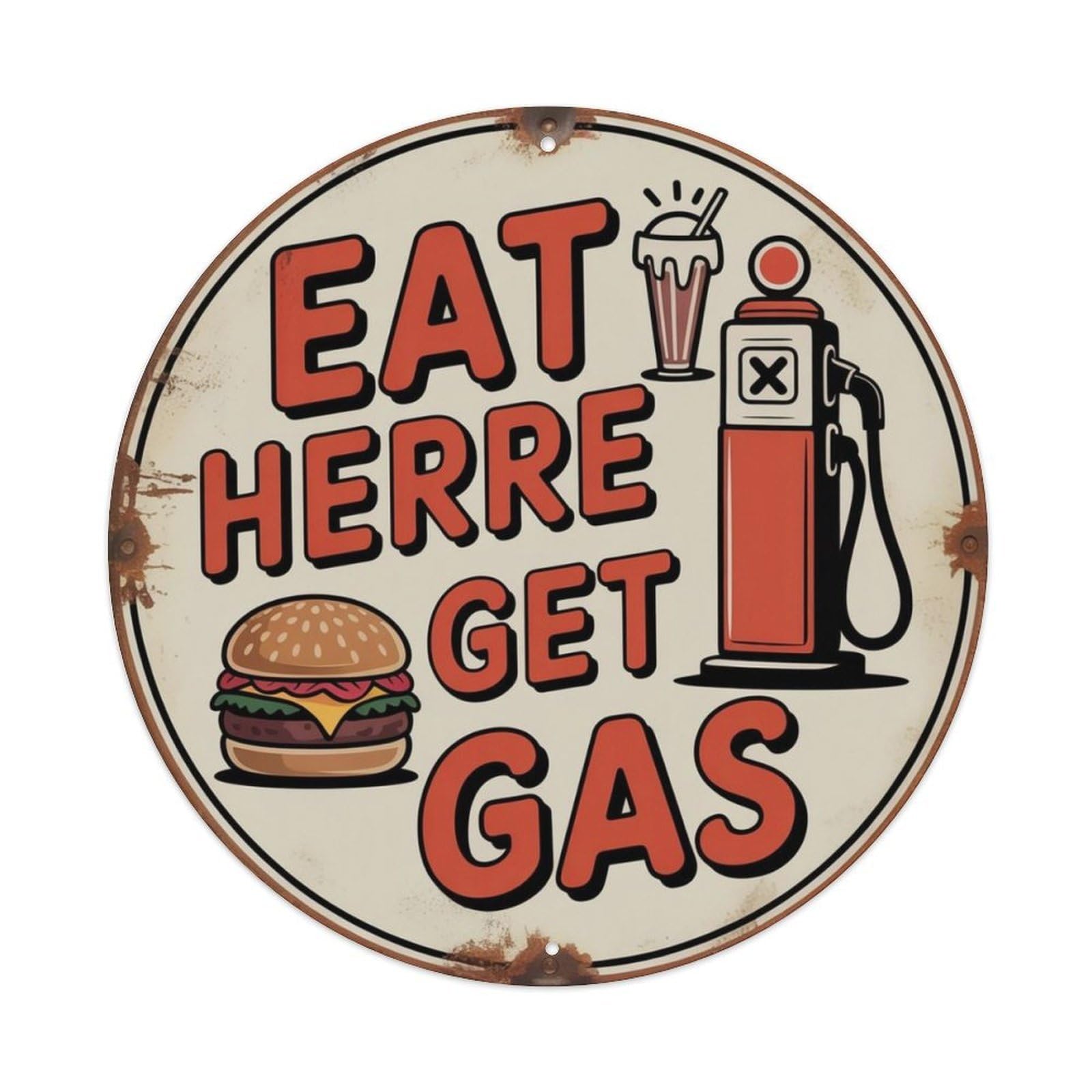 Eat Here Get Gas Retro Diner (2) - 副本 Metal Tin Sign Plaque