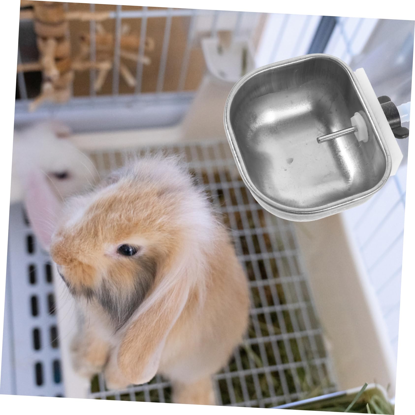 Happyyami Bebedero Automático para Conejos, 3 Piezas de Acero Inoxidable, Gran Capacidad, sin Fugas, Fácil de Instalar para Jaula de Mascotas