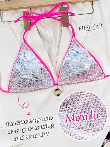 Miniatura 3 de Bikini con purpurina para fiesta en la piscina, correa de neón, acolchado de 2 piezas, traje de baño Boudoir Shoot