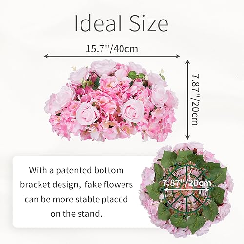 Miniatura 7 de Esferas de flores para centros de mesa, flores de boda, 10 bolas grandes de rosas falsas, flores rosas para mesas de centro, bola floral artificial