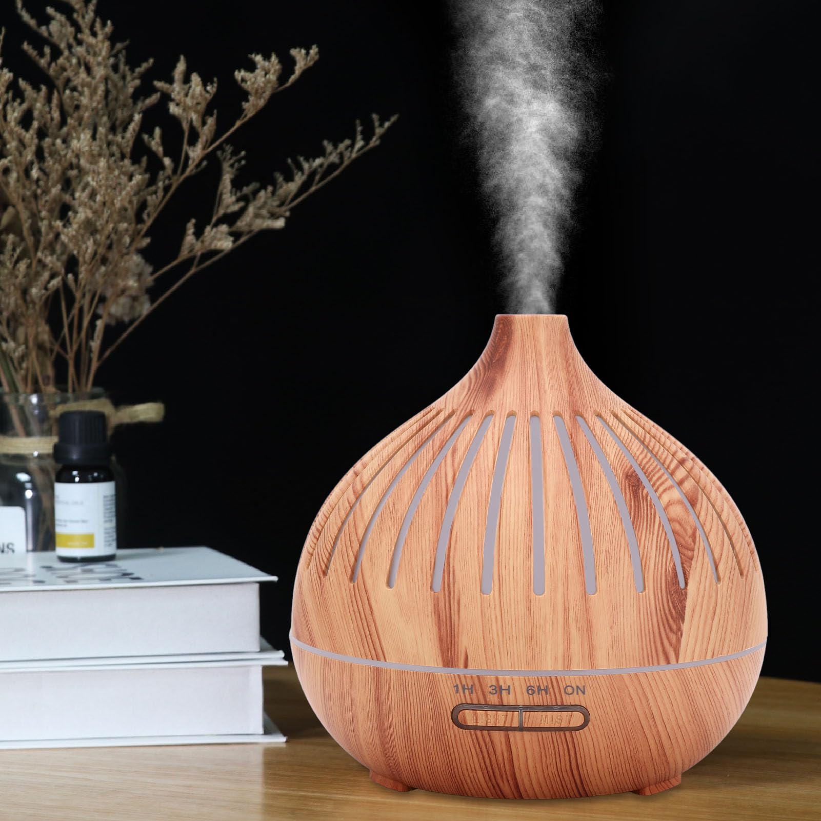 Diffuseur d'huiles essentielles, humidificateur Silencieux 400ML, Bois,