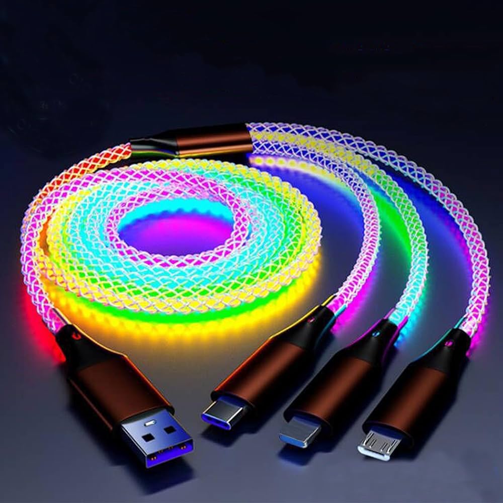 Amazon.com: 66W 3 in 1 LED Light Up Charging Cable,RGB