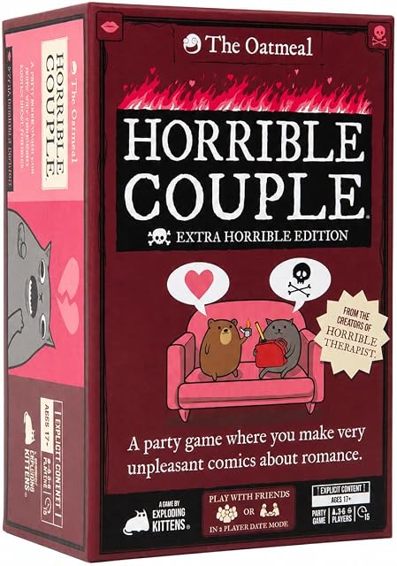 Horrible Couple – Extra Horrible Edition – Party Game for 2-8 Players, from The Creators of Horrible Therapist | A Fun Game Night with Friends, Funny Card Game for Adults On Date Night | Create darkly funny comics with questions, responses, and absur