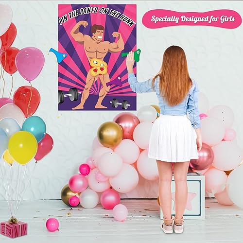 Miniatura 3 de ASTARON Pin The Pants Juegos de fiesta, juegos de despedida de soltera, póster grande para 24 jugadores, juegos de fiesta, juegos de fiesta para