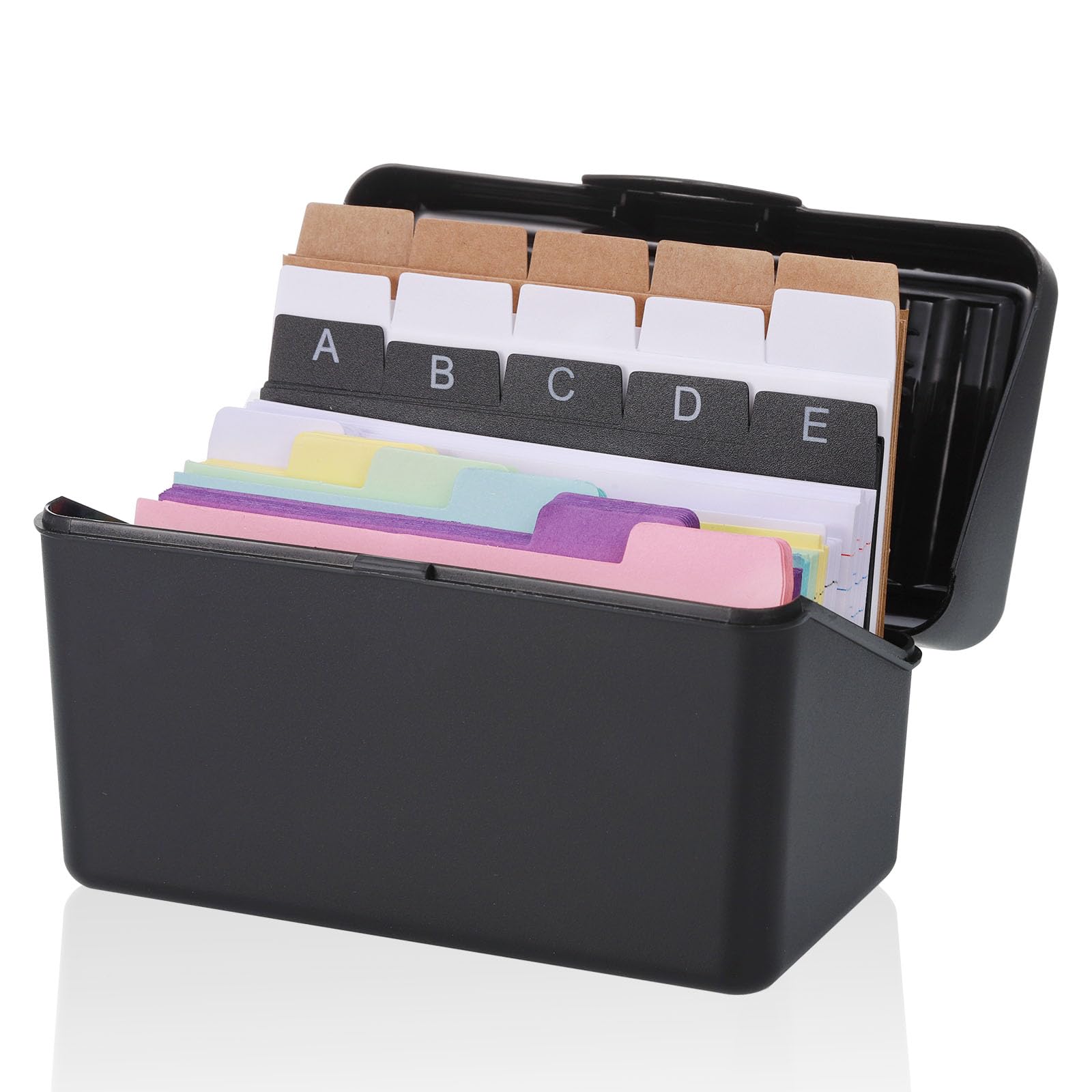 JIANTA Boîte d'index Fiche Bristol Couleur Lignées avec 255 Cartes, 15 Index Cards, 6 Anneaux
