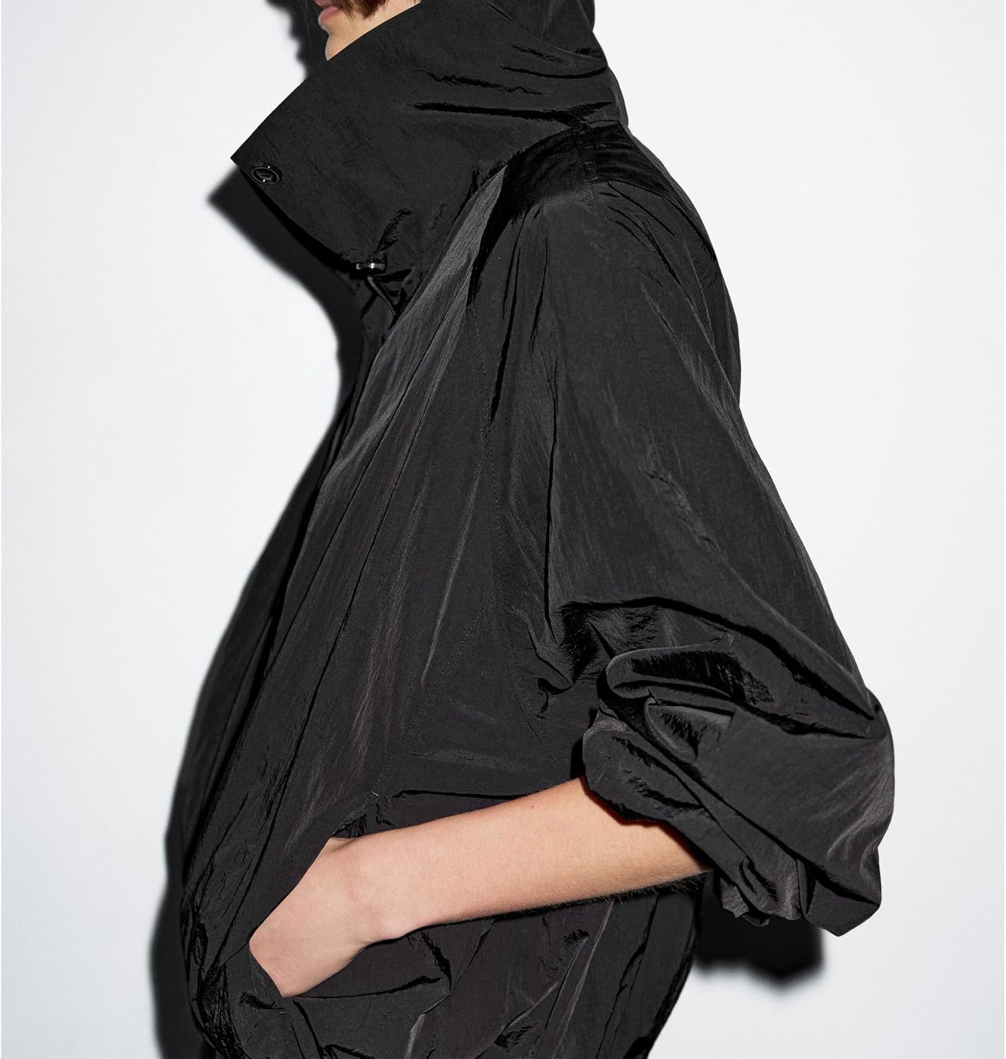 Women Bomber Jacket Casual Long Sleeve High Neck Zip Up Button Puff Fall Coats Lightweight Streetwear Outerwear