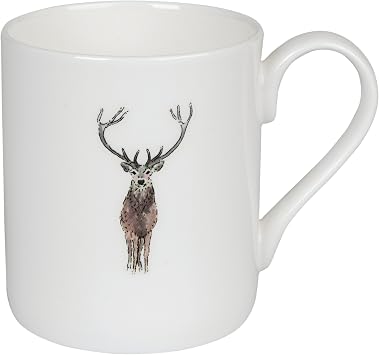 Sophie Allport - Highland Stag Solo Mug, Fine Bone China, Gift Box, Dishwasher Safe Standard Size 275ml