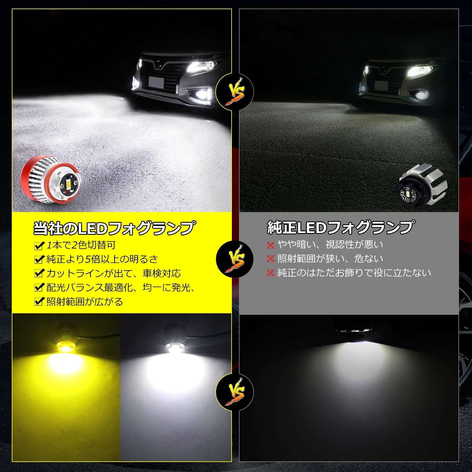 車 烈光シリーズ！L1B用 ライム ホワイト フォグランプ2色切替