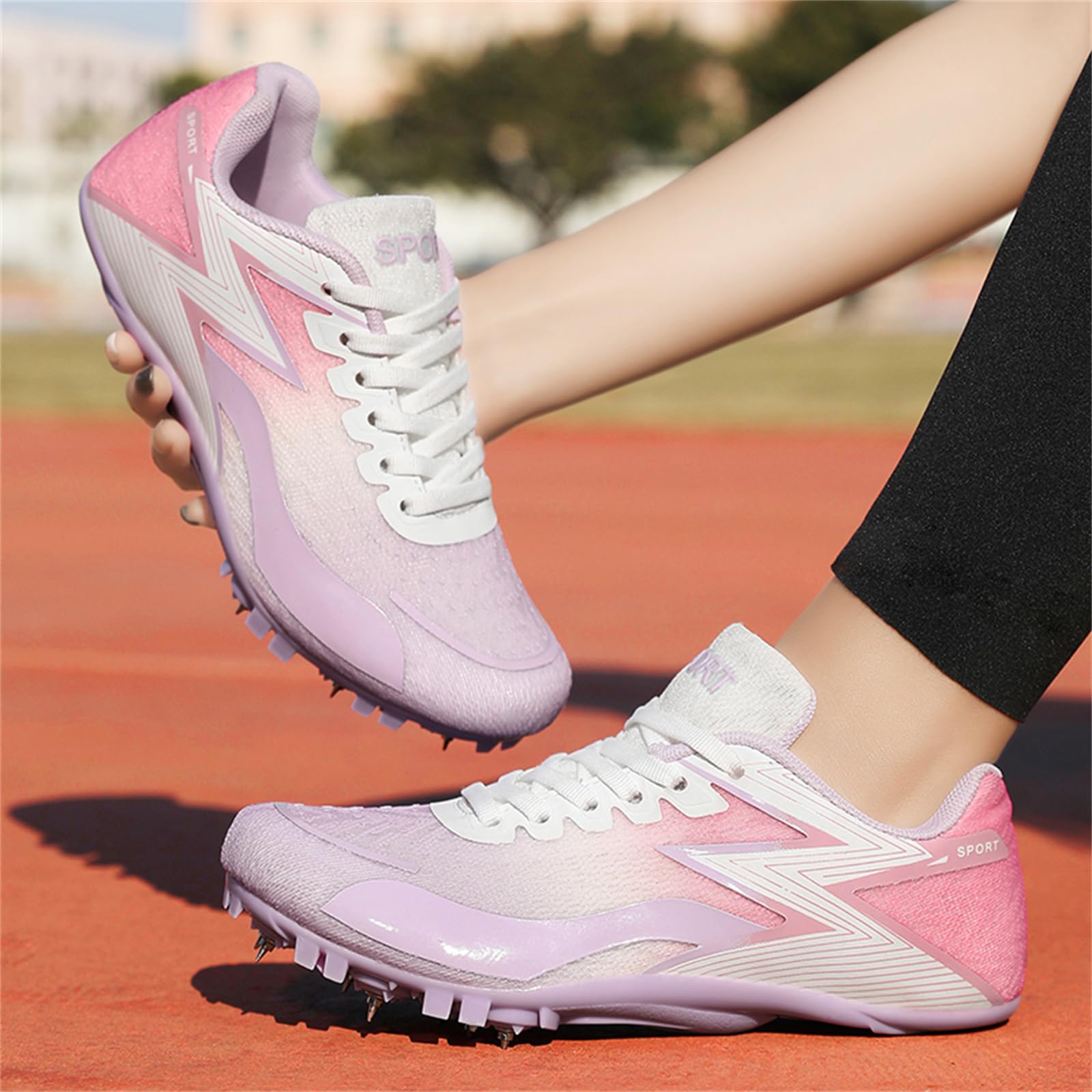 Zapatillas De Atletismo con 8 Clavos Zapatillas Profesionales De Velocidad para Hombres Y Mujeres Cómodas para Saltar Y Correr