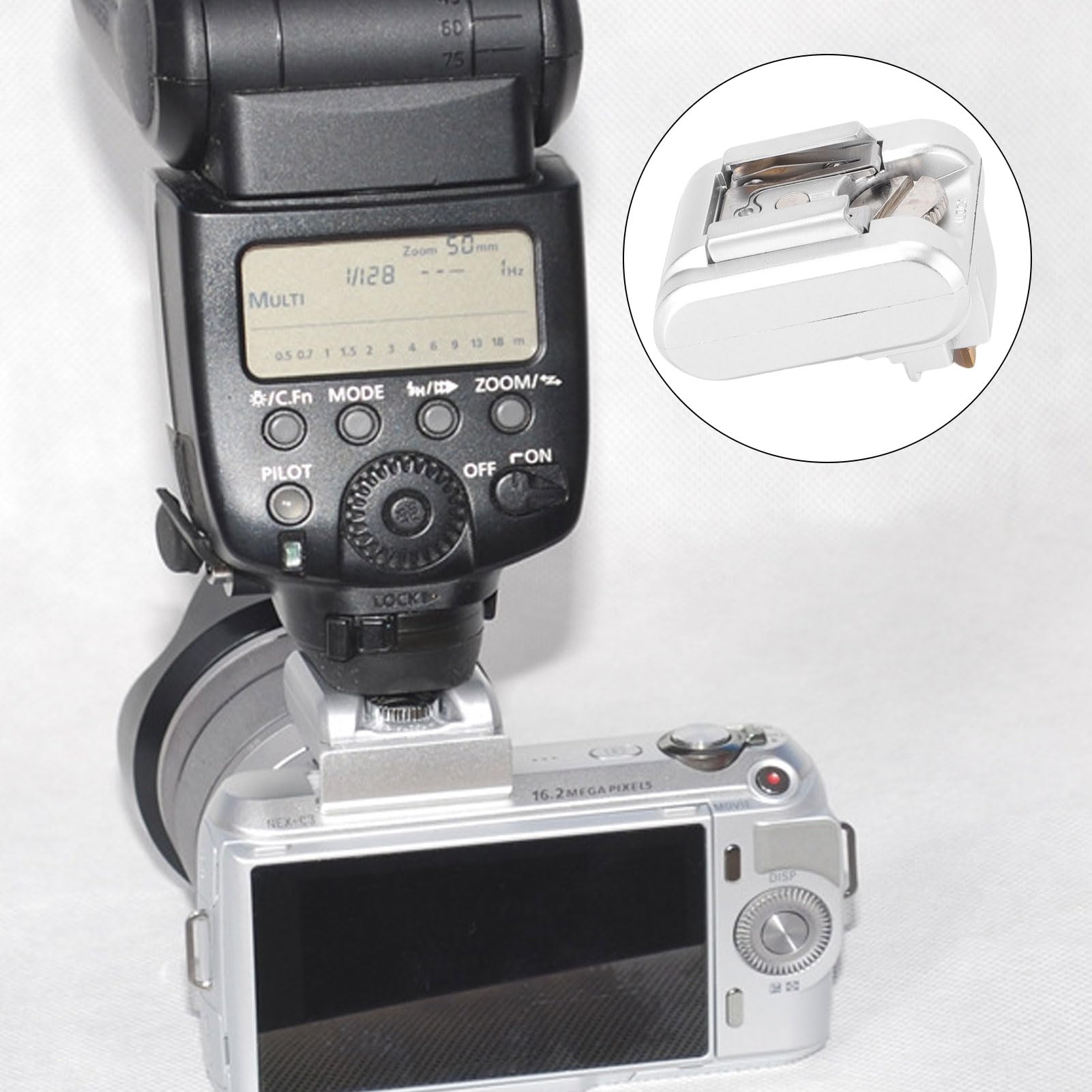 Adaptateur de Chaussures Hot Flash Fit POUR les Appareils Photo NEX Series, NEX Flash Hot Shoe Sync Adaptateur ACCESSOIRES DU BODÈNE EXTENDES POUR NEX-3 C3 F3 NEX-5 NEX 5N 5R 5C (SILVER)