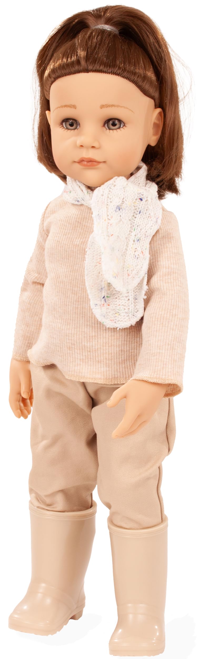 Götz 2559012 Hannah Every Season Puppe 50 cm Stehpuppe 18-TLG | für Kinder ab 3 Jahren, braune Haare, braune Augen, Saisonoutfits, Regenschirm, Sandspielzeug, frisierbar, Vinylhartkörper