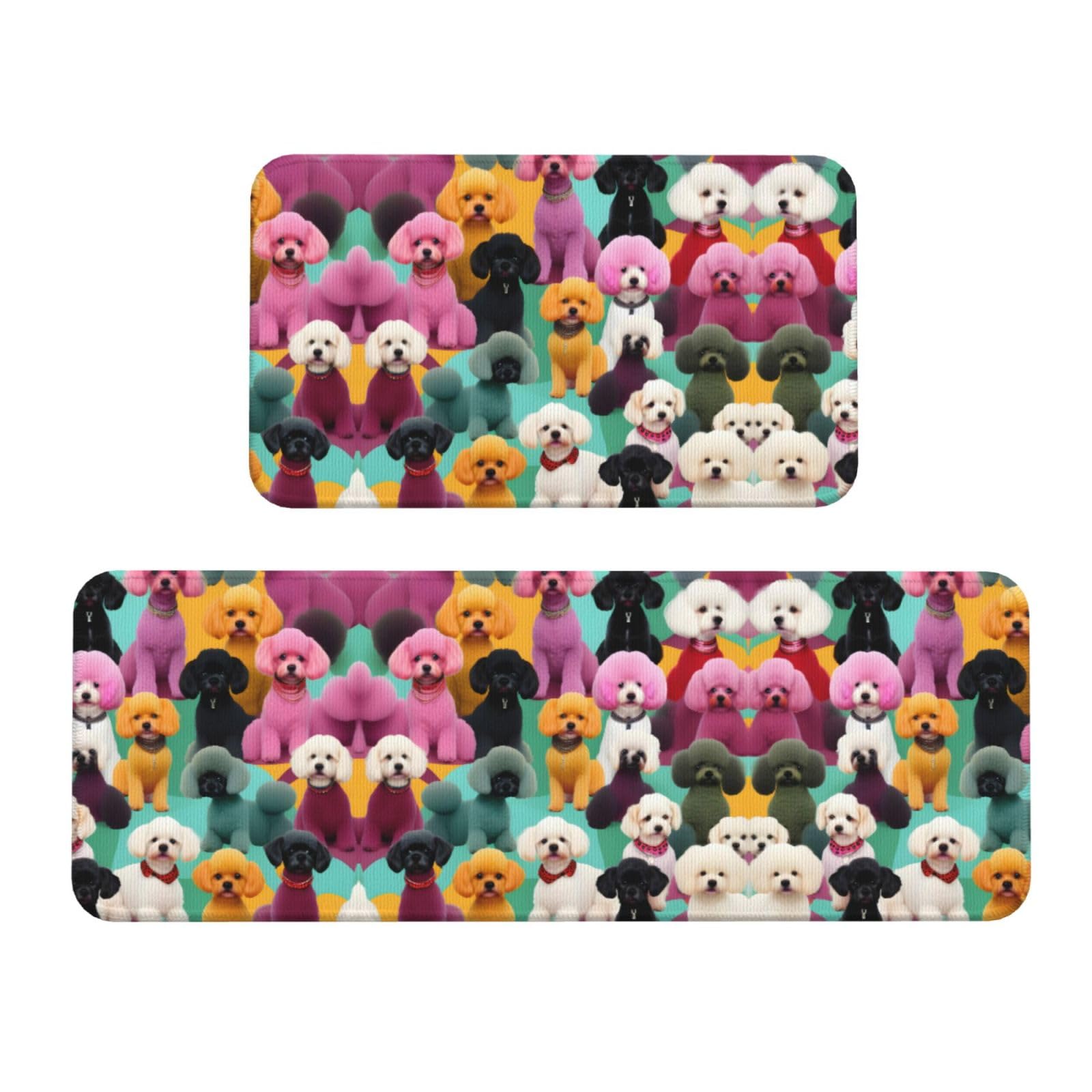 Tapis de cuisine antidérapants caniches lot de 2 lavables et confortables pour sol de bureau