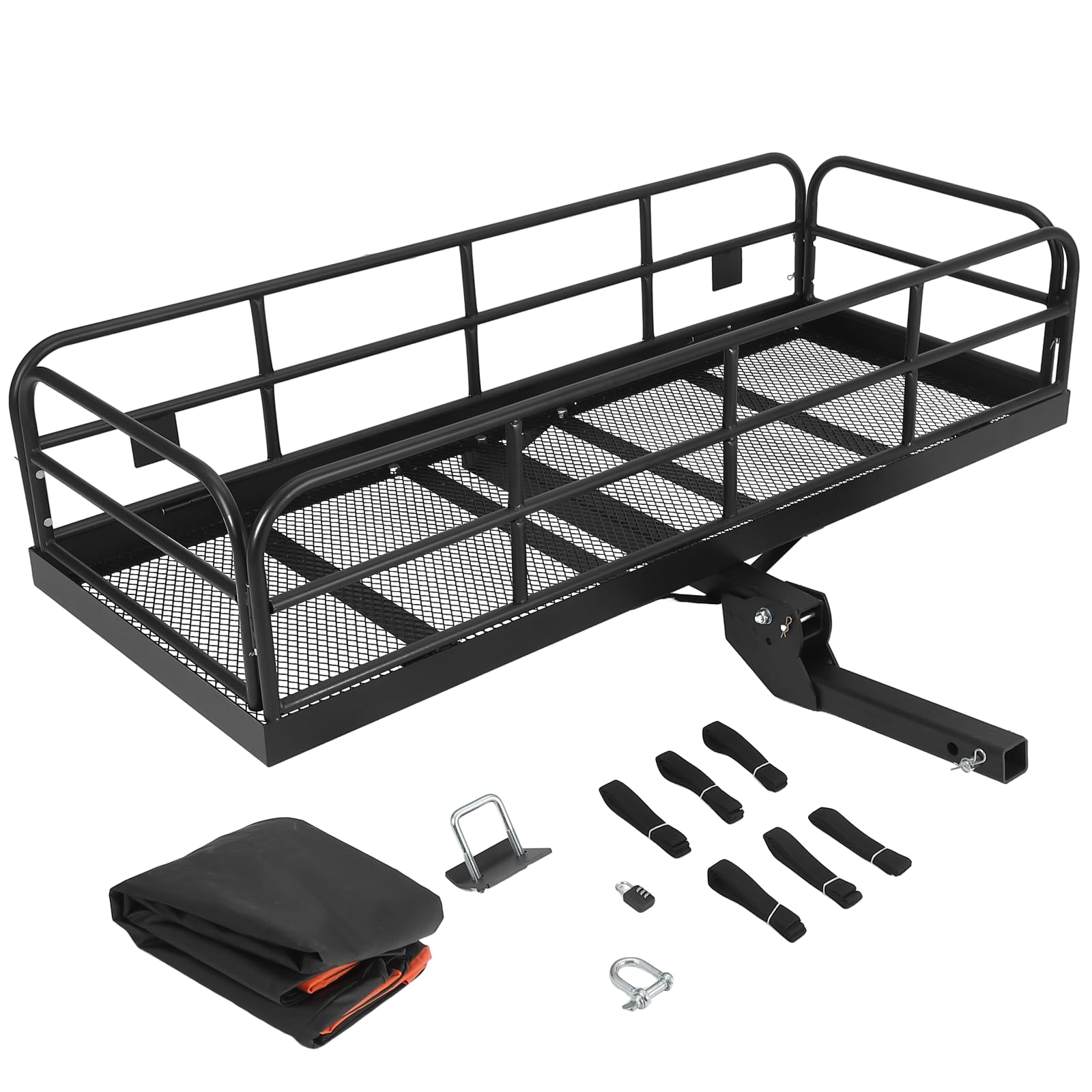 PioneerWorks 500 LBs Heavy Duty Foldable Trailer Hitch Cargo Carrier?60