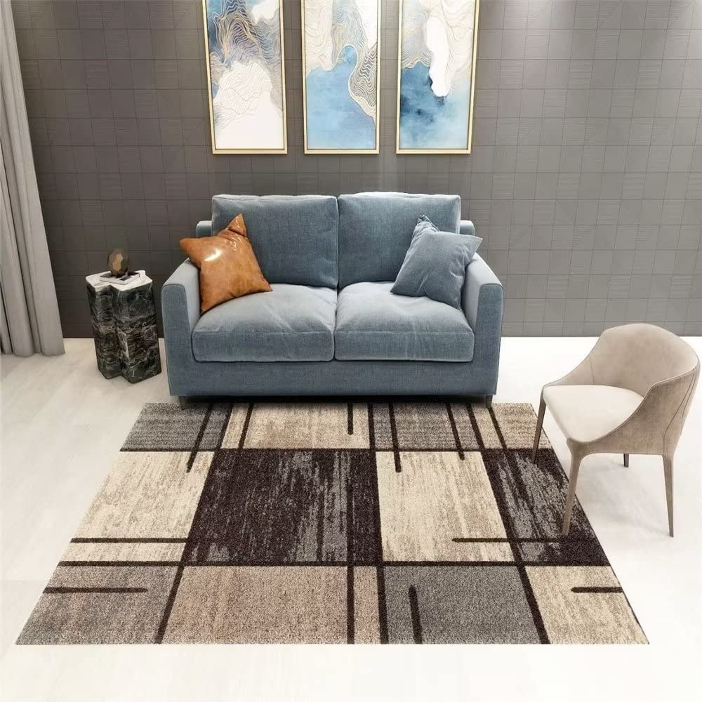 Tapis de sol salon rectangle gris flou 160x200 cm style vintage
