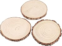 Vista 5 de FUNSUEI 12 piezas de rebanadas de madera natural sin terminar de 6 a 7 pulgadas, posavasos de madera natural con corteza, círculos de madera