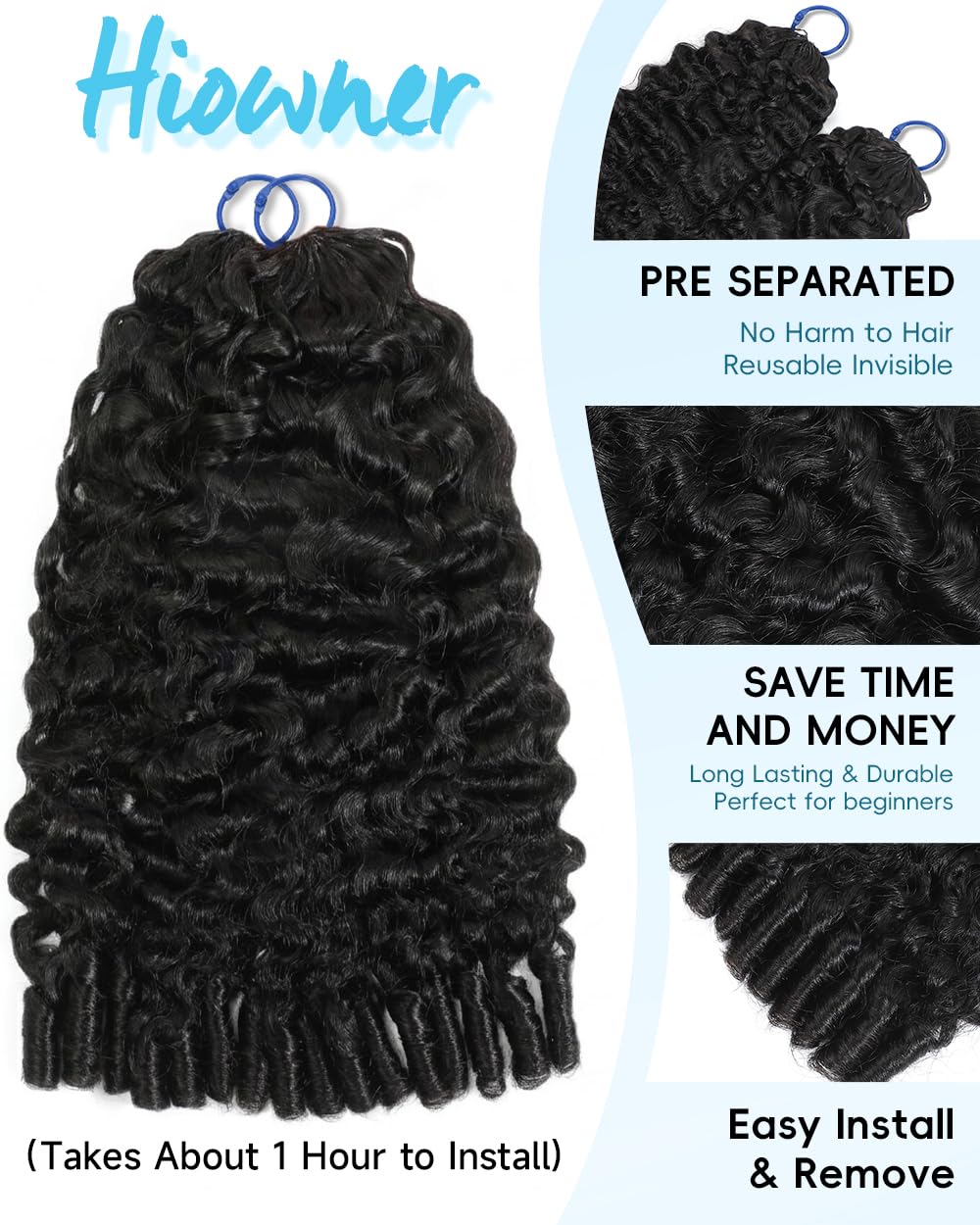 120g Burmese Curly Miracle Knots Feather Crochet Human Hair 20 Inch | 95-100 Strands Pack 3C 4A Water Curly Hair Extensions Invisible Knotless Pre-Separated,Reusable,Breathable,Soft No Shedding