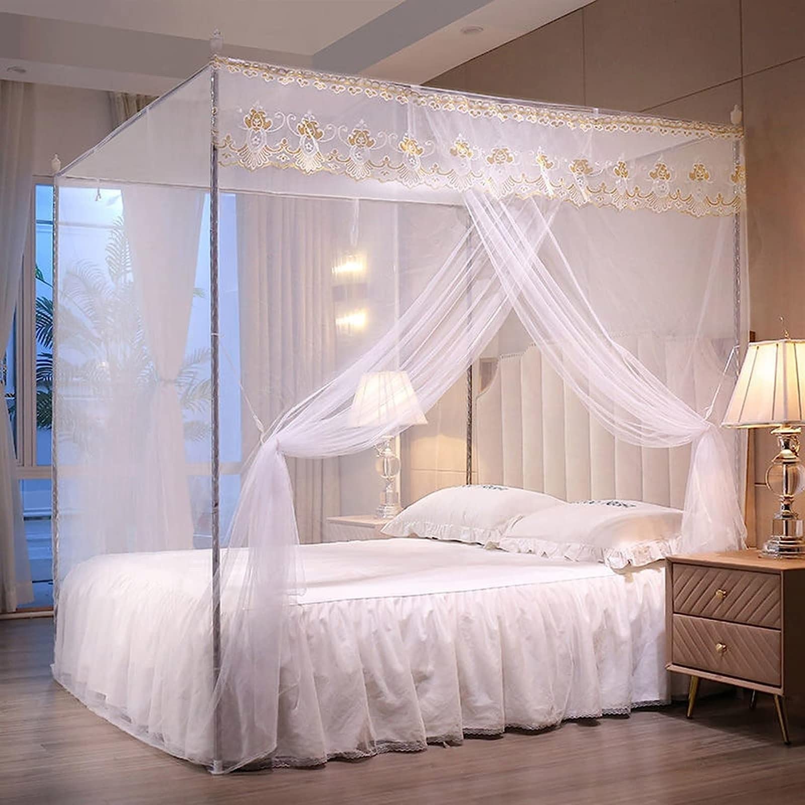 Supporto per zanzariera, Pali per Letto a baldacchino Matrimoniale e zanzariere, Supporto per zanzariera per Letto King/