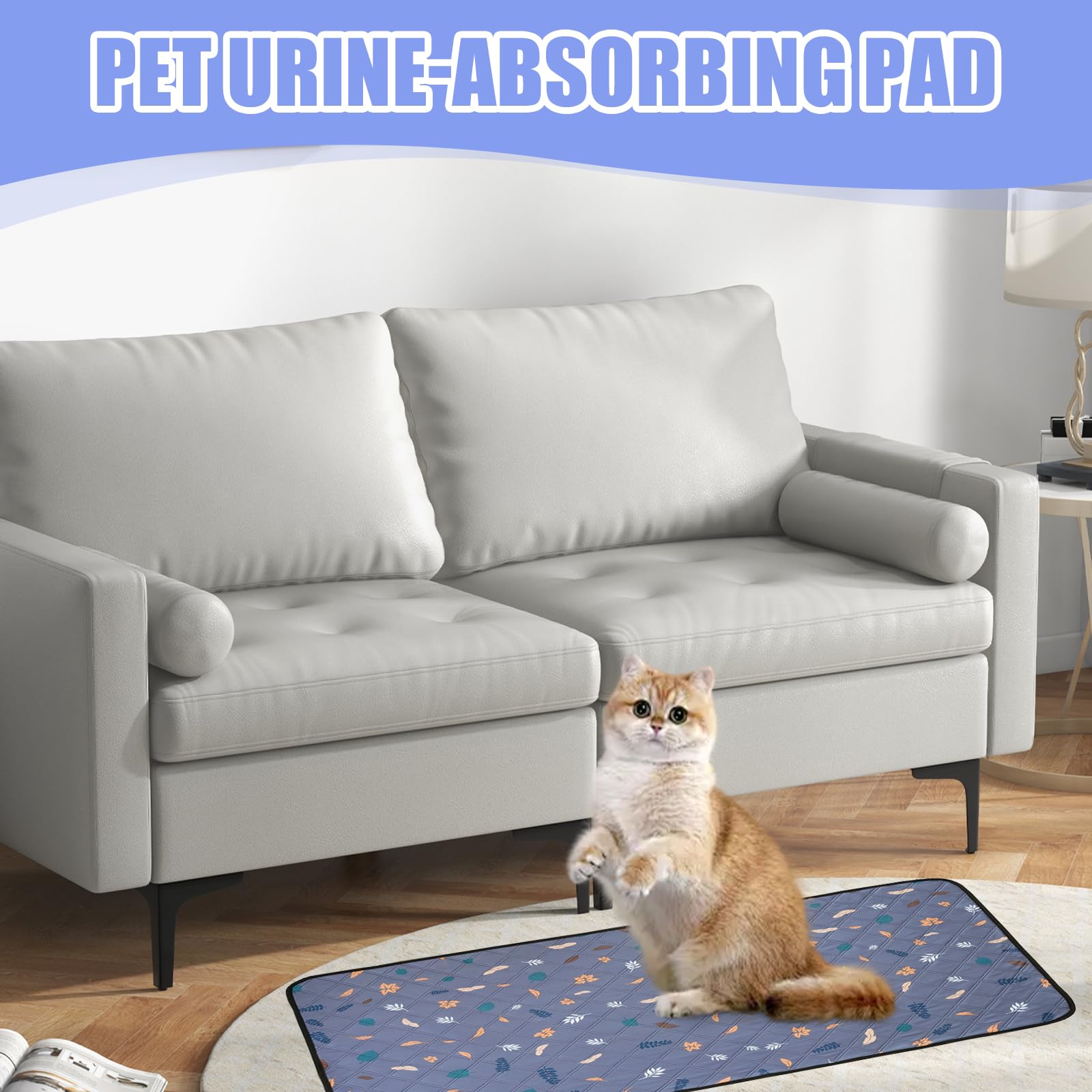 Confezione da 2 cuscinetti lavabili PIPI per conigli: 120 x 61 cm, tappetini riutilizzabili PIPI antiscivolo, lavabili per piccoli animali, per gabbie di roditori e piccoli