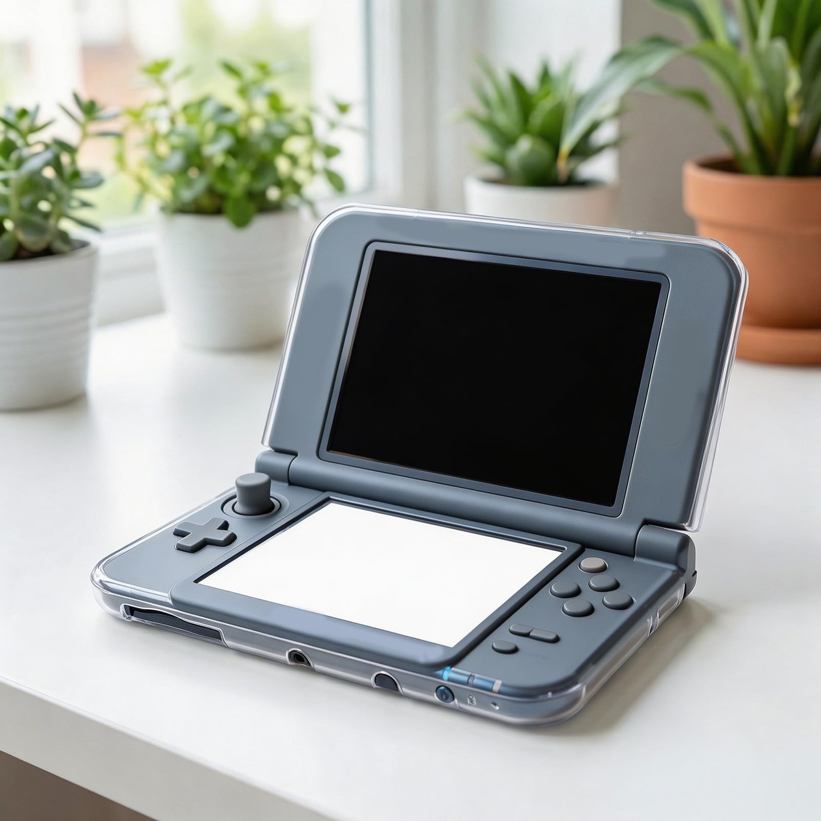 Etui Ochronne do Nowego 3DS XL/LL, Plastikowa Przezroczysta Osłona Ochronna Odporna na Zarysowania z 7 Szarymi Silikonowymi Padami do Kontrolera Kompatybilne z Nowym 3DS XL/LL