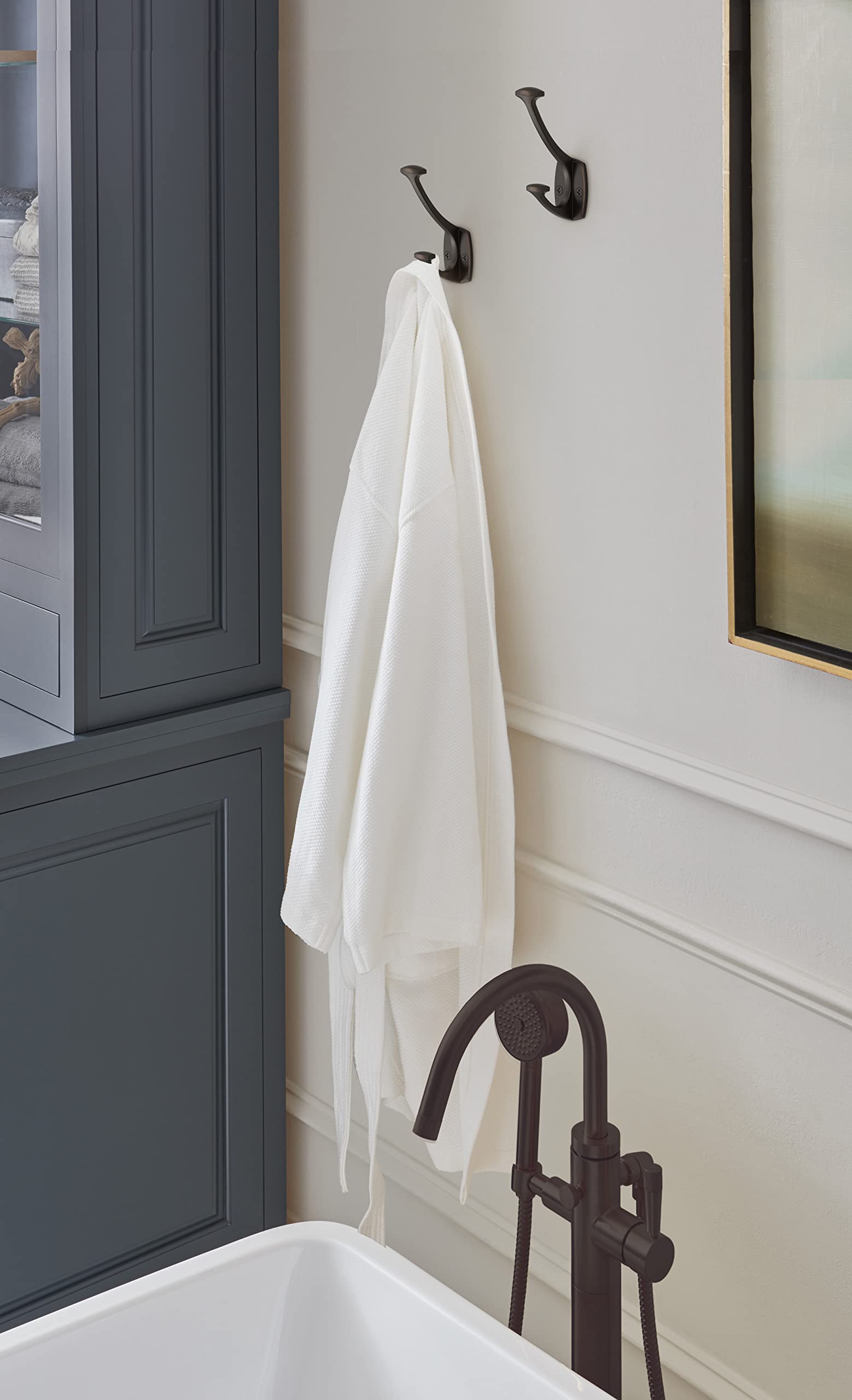 Amerock Vicinity Traditional Double Prong Oil Rubbed Bronze Decorative Wall Hook for Hanging, Oil-rubbed Bronze - Image 2