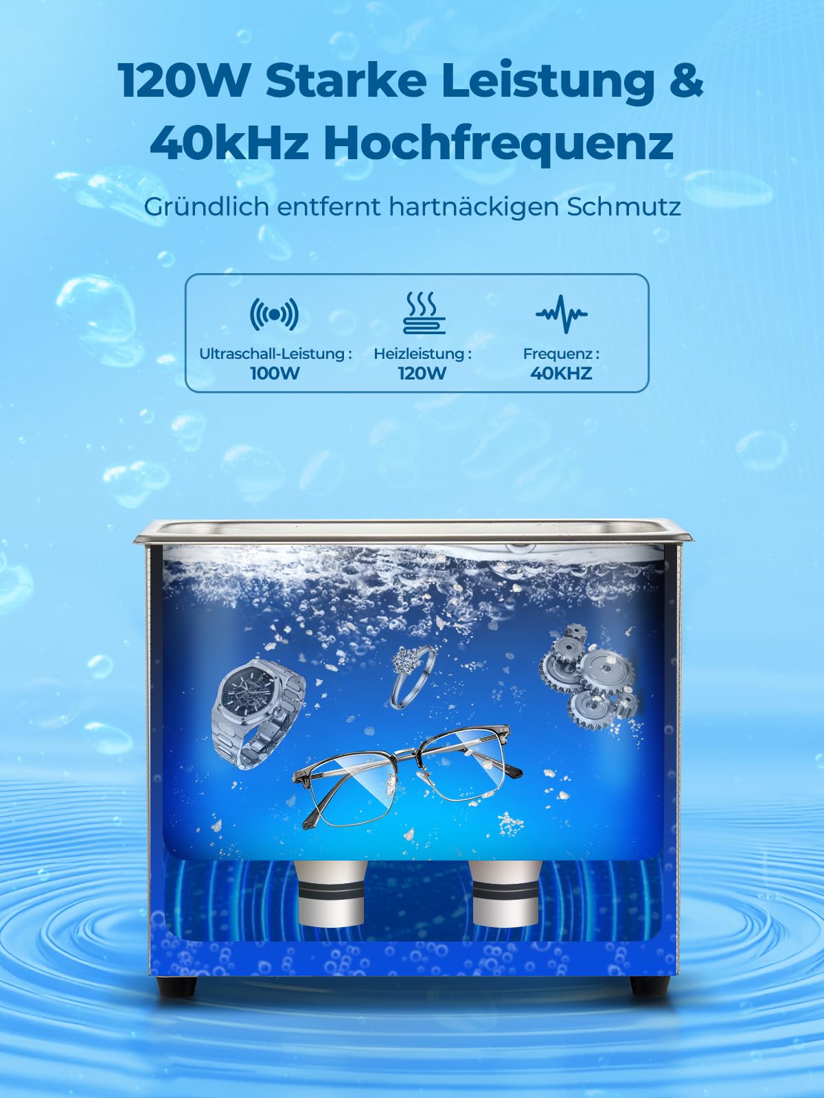 FOHERE Ultraschallreiniger Maschine, Professioneller digitaler Labor-Ultraschall-Teilereiniger mit Heizungstimer, für Schmuckaufbereitung, Autoteile (Ventile/Getriebe), Waffenteile (3.2L)