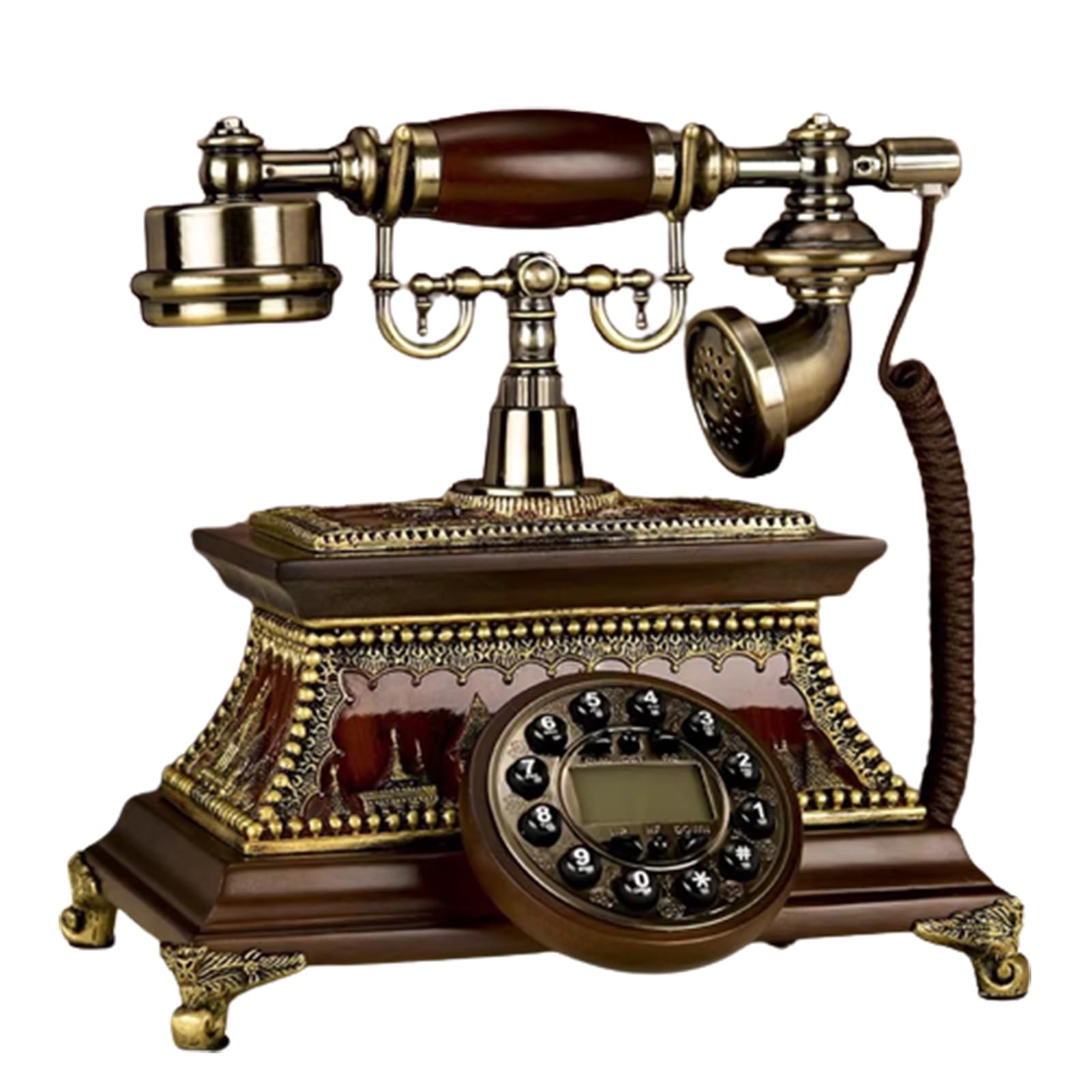 Telefono, Telefono rotativo retrò, Telefono Antico, Telefono con Filo in Legno in Stile retrò, Telefono Fisso per casa/Ufficio