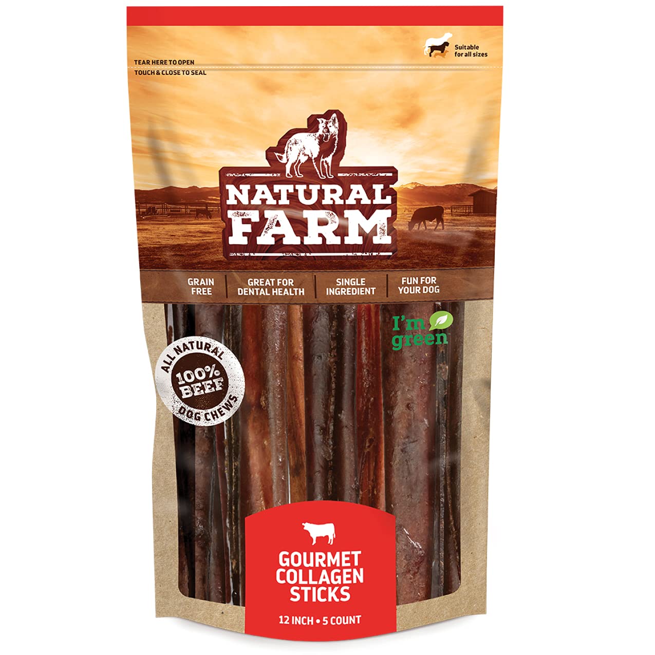 Buy Natural Farm Bully Coated Gourmet Collagen Sticks (12 Inch, 5 Pack