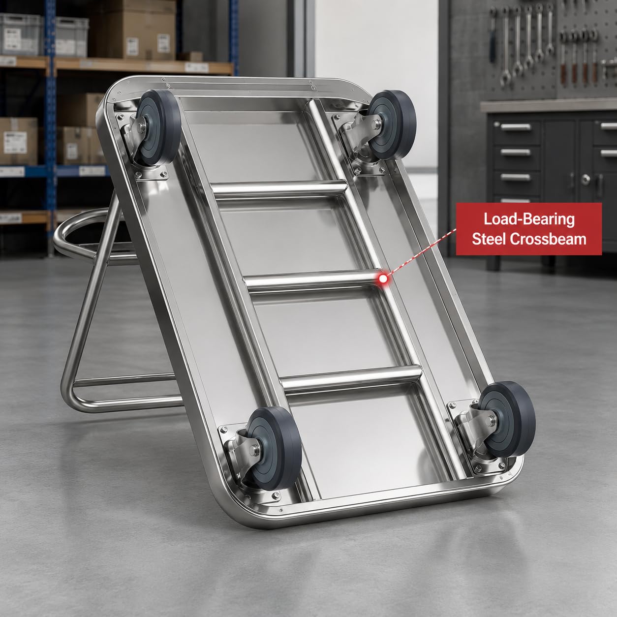 Carrello pieghevole con ruote da 10,2 cm e maniglia a spinta