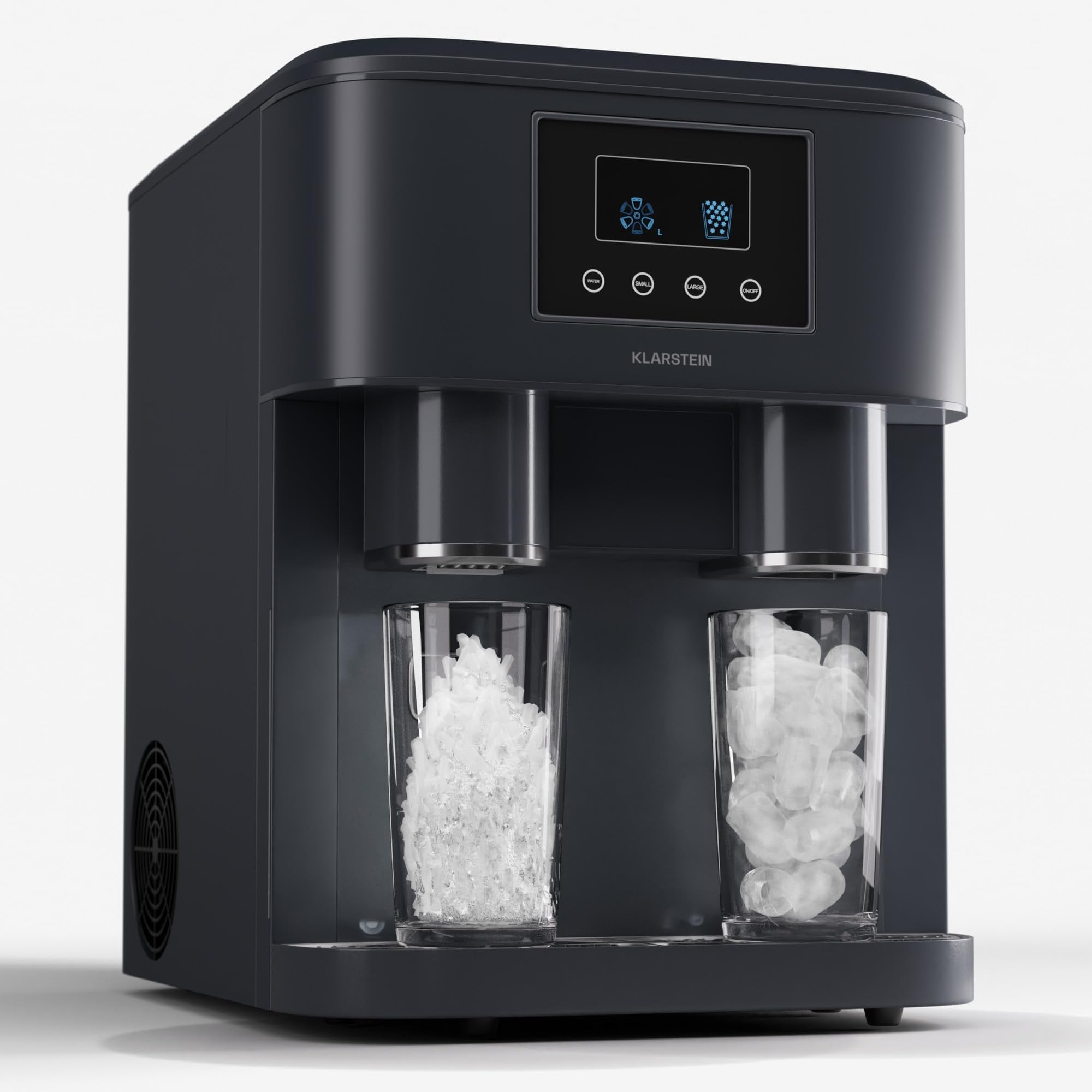 Klarstein 1.8L Small Ice Maker Machine, Counter Top Ice Machine For Home and Kitchen, Fast Operation, 15 kg of Crushed and Bullet Ice, Touch Controls, Easy To Clean Countertop Ice Cube Maker Machine
