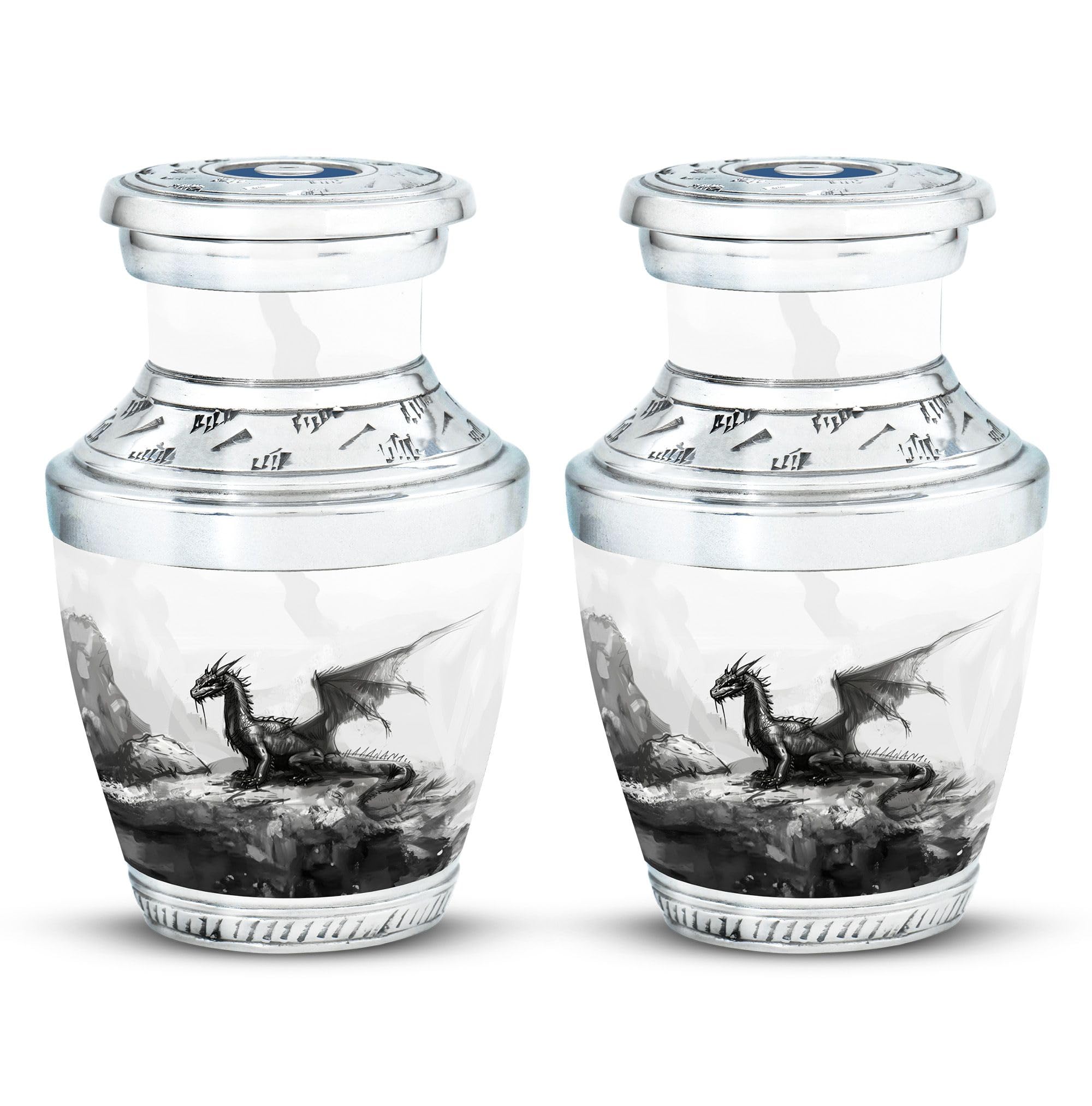 YATHABHISA Dragon Urn, Keepsake Mini Cremation Urns for Adults - Small Urn for Human Ashes for Adult Male & Female - Pack of 2 - Funeral Decorative Urns - Memorial for Human Remains, Black — image 1