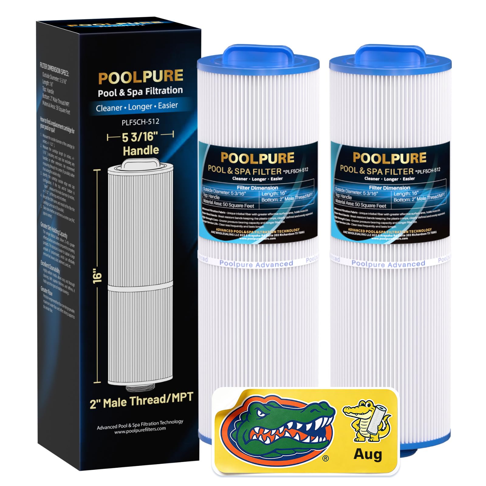 POOLPURE 5CH-512 Lot de 2 cartouches filtrantes pour spa, compatibles avec le filtre de jacuzzi Marquis 20690, 50 m²