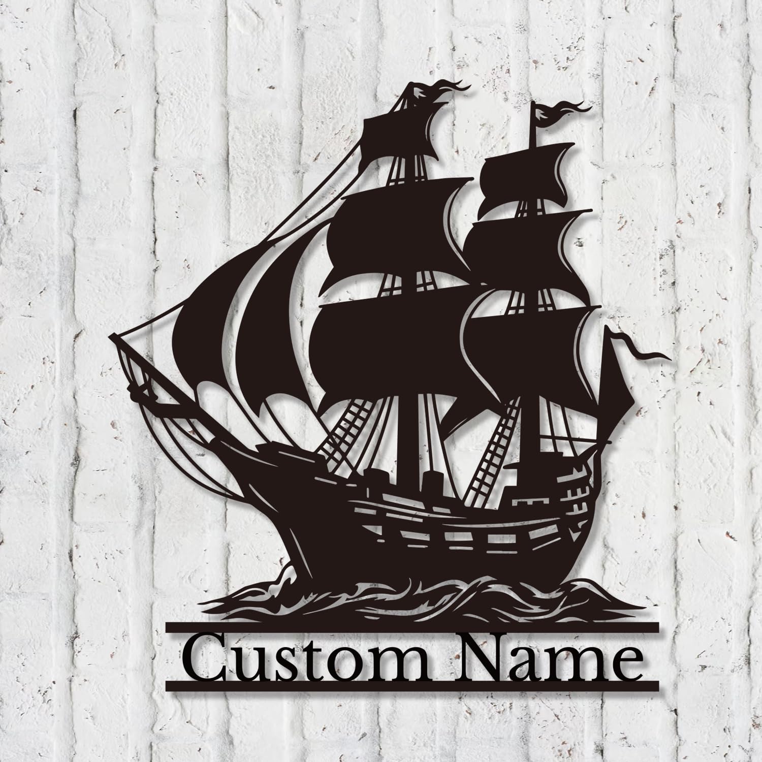 Senyer Style-1 Custom Pirate Ship Metal Wall Art, Personalized Pirate Ship Name Sign,Decoration For Room, Personalized Name Metal Decoration (Style-1)