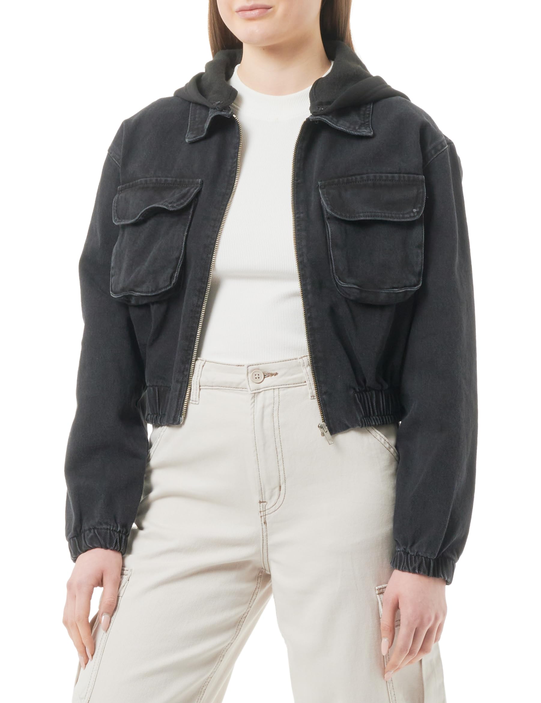 Trendyol Women's Damen Gerade Lange Ärmel Regulär Jacke Jacket, Black, M