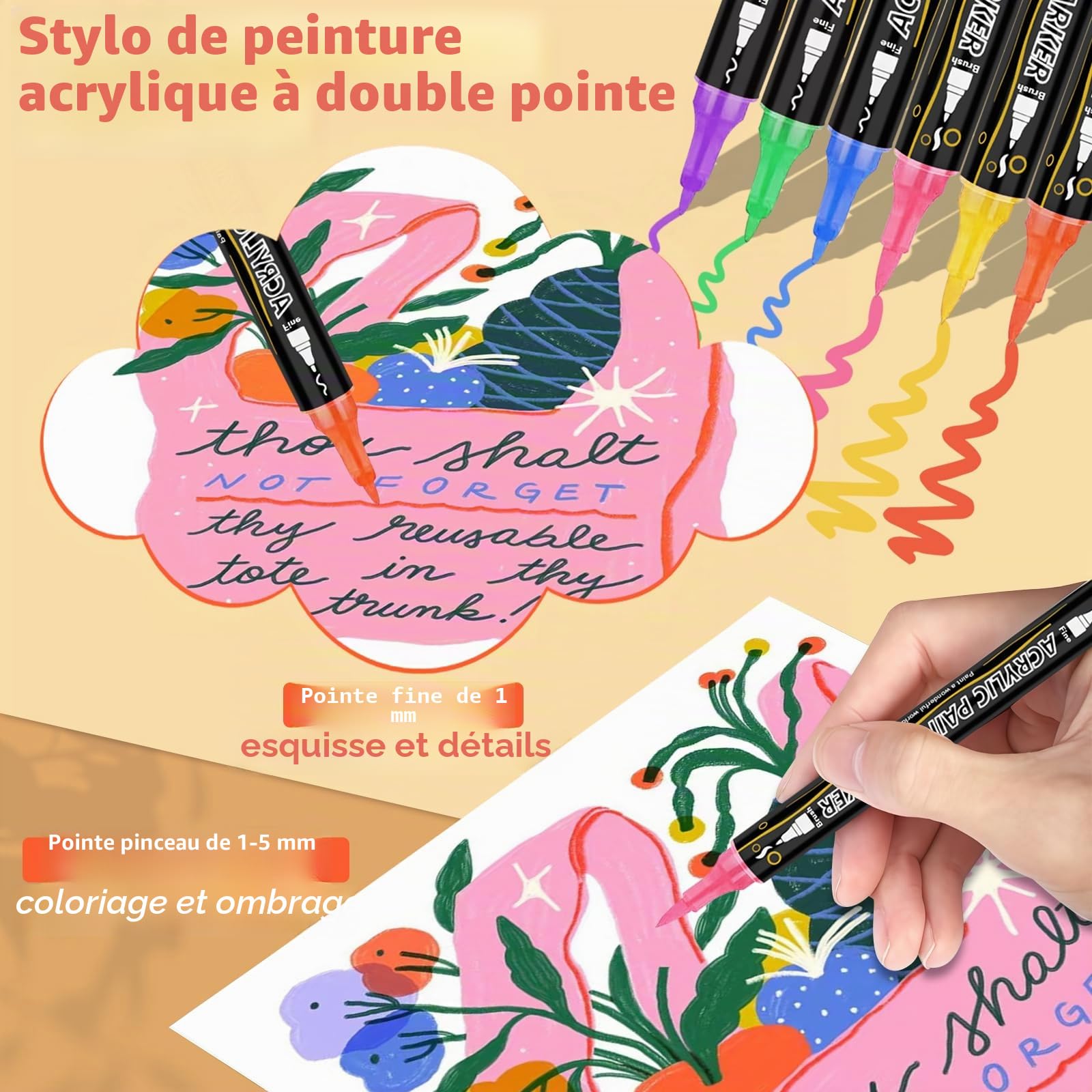 Feutre Acrylique, 100 Couleurs Marqueur Peinture Acrylique, Contient 12 Couleurs Métalliques, Double Pointe Acrylic Paint Marker pour adultes, professionnels
